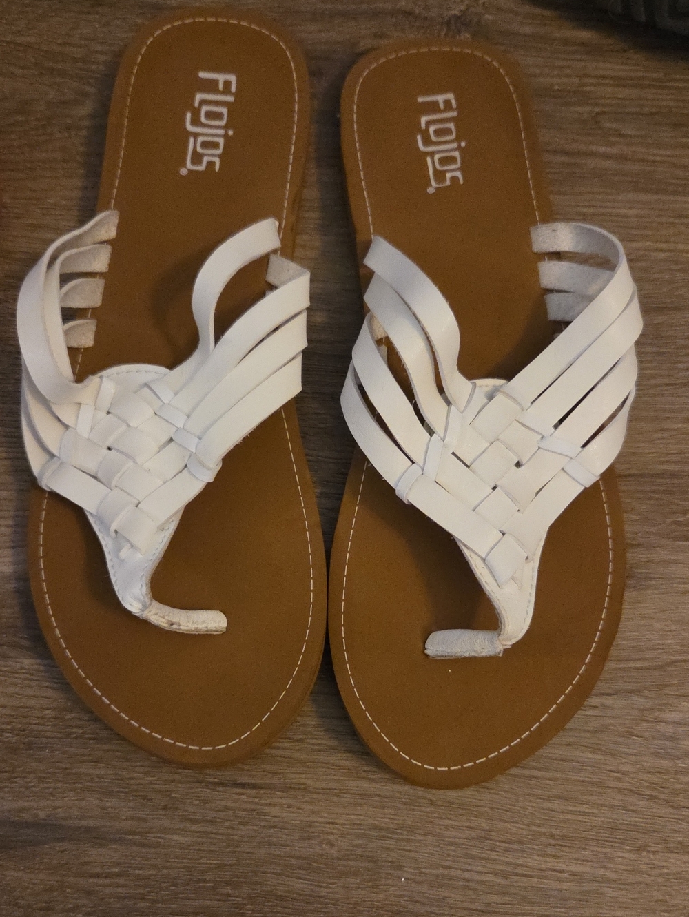 Flojos White Woven Toe-Post Sandals for Women